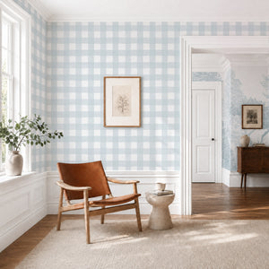 Papel de Parede Gingham — Azul Sian Zeng