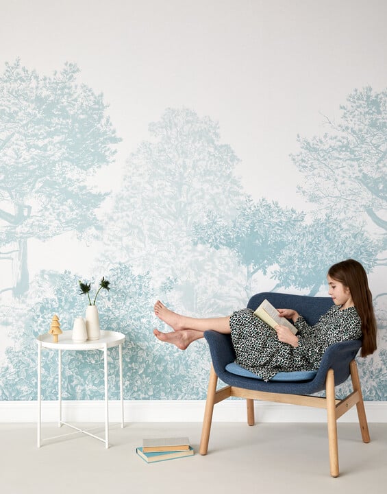 Mural Hua Trees — Azul Sian Zeng — imagem de ambiente