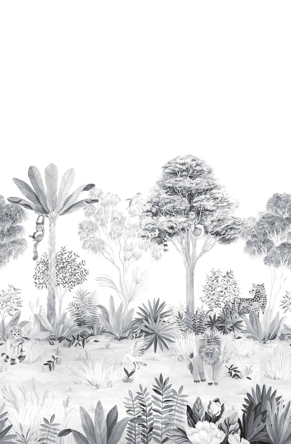 Mural Jungle — Cinzento Sian Zeng — imagem de ambiente