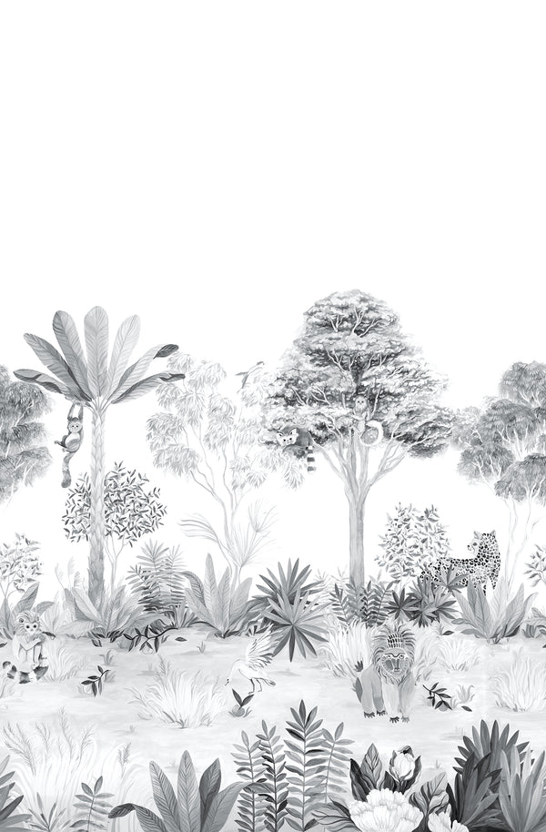 Mural Jungle — Cinzento Sian Zeng — imagem de ambiente