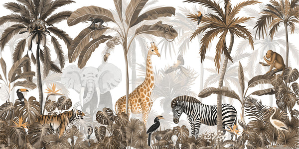Mural Jungle Jive | Kikki Belle – Sepia - Panorama