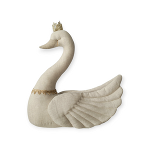 Cisne de linho natural com coroa – Love Me Decoration