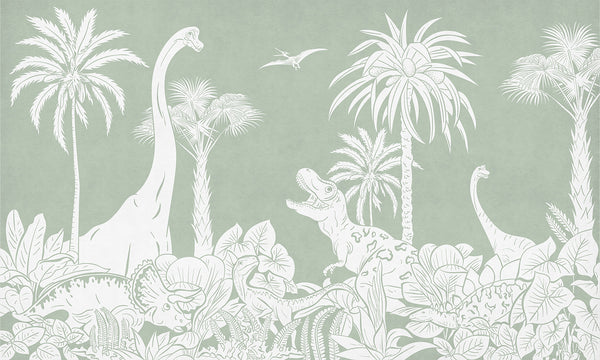 Mural Monochrome Dino | Kikki Belle – Green