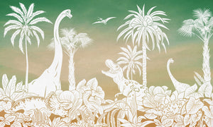 Mural Monochrome Dino | Kikki Belle – Green Sky