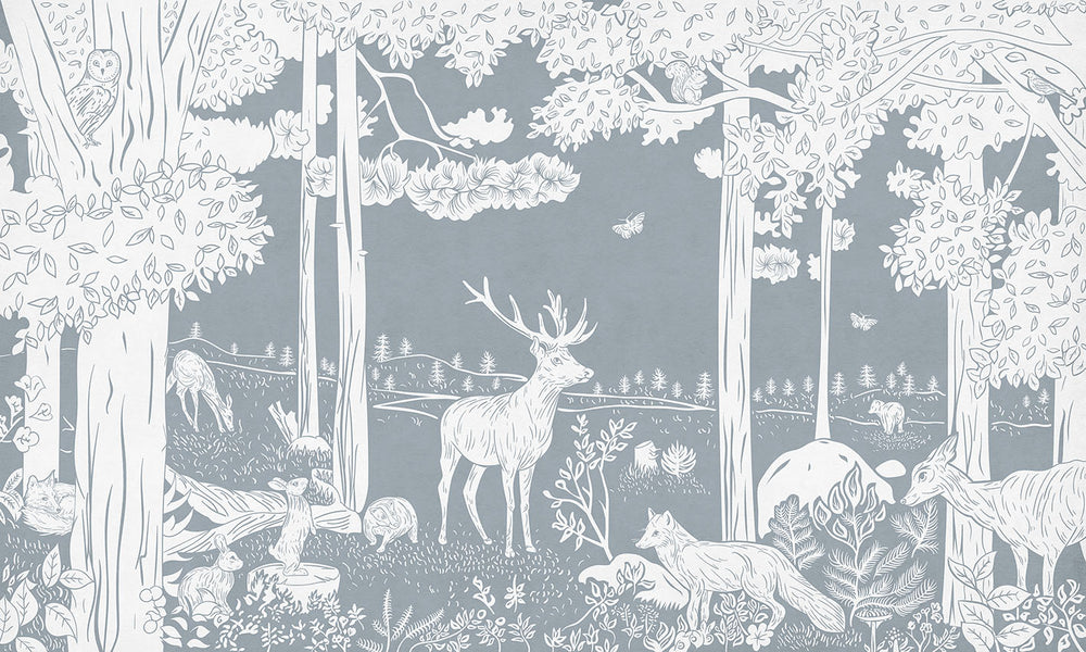 Mural Monochrome Forest | Kikki Belle – Blue