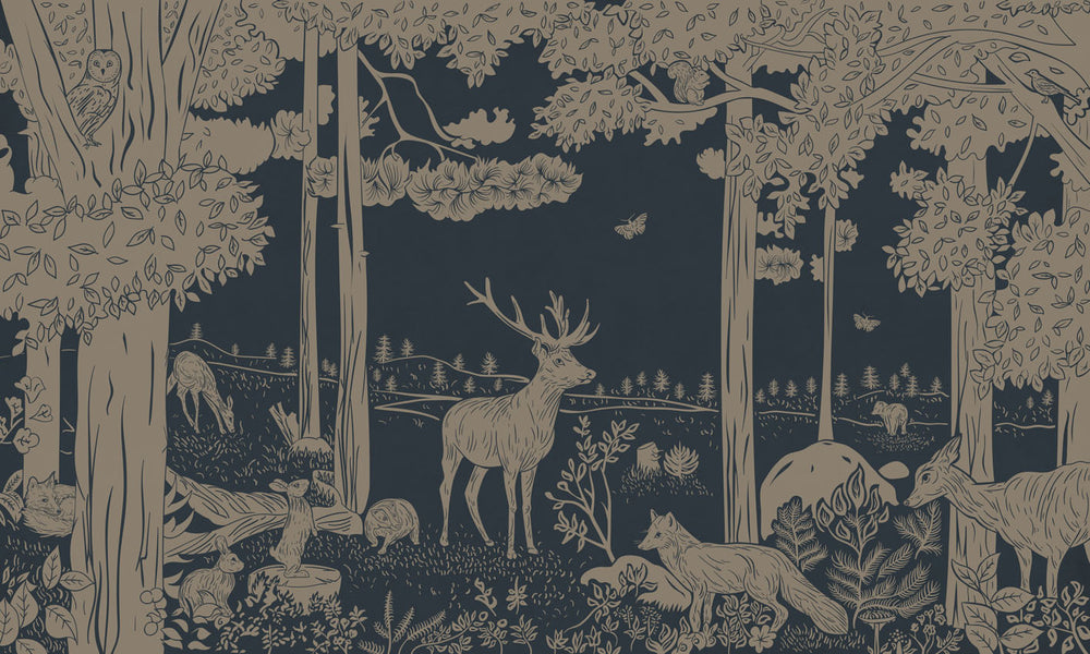 Mural Monochrome Forest | Kikki Belle – Blue