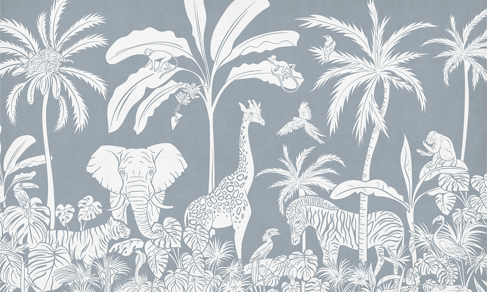 Mural Monochrome Jungle | Kikki Belle – Blue
