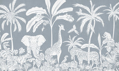 Mural Monochrome Jungle | Kikki Belle – Blue