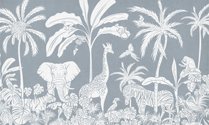 Mural Monochrome Jungle | Kikki Belle – Blue
