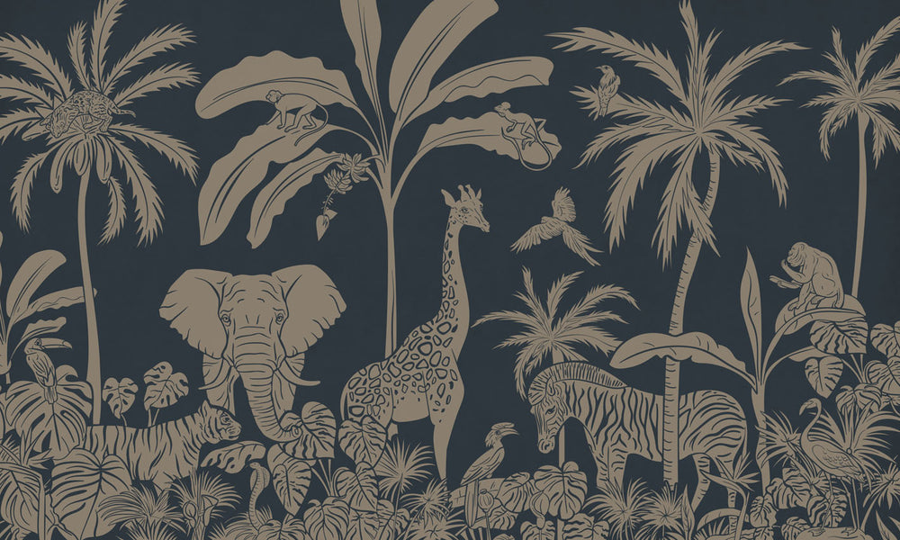 Mural Monochrome Jungle | Kikki Belle – Blue