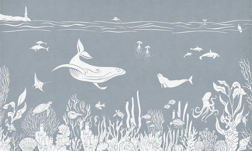 Mural Monochrome Sea | Kikki Belle – Blue