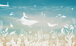 Mural Monochrome Sea | Kikki Belle – Blue Aqua