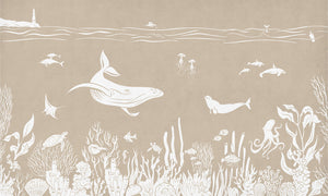 Mural Monochrome Sea | Kikki Belle – Brown