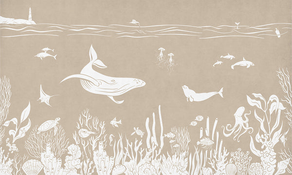 Mural Monochrome Sea | Kikki Belle – Brown