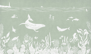 Mural Monochrome Sea | Kikki Belle – Green