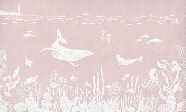 Mural Monochrome Sea | Kikki Belle – Pink