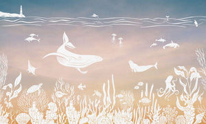 Mural Monochrome Sea | Kikki Belle – Pink Aqua