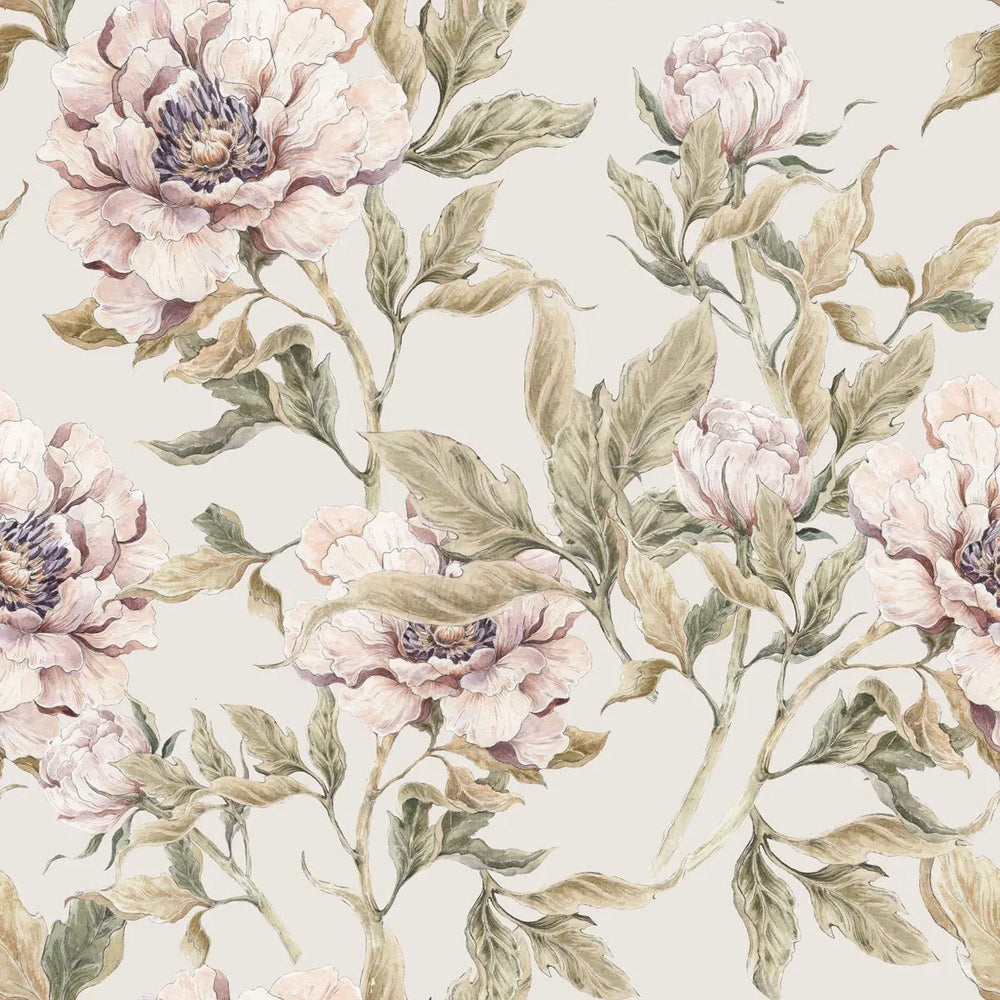 Papel de Parede Peonies Beige – Dekornik