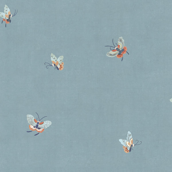 Papel de Parede Butterflies – Azul Névoa – amostra do padrão