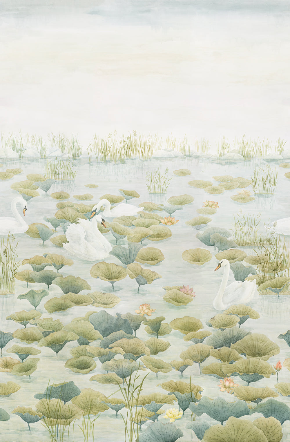 Mural Swan Lake — Verde Sian Zeng — detalhe do padrão