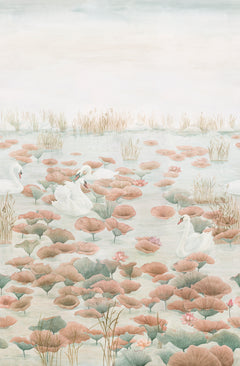 Mural Swan Lake — Terracota Sian Zeng — detalhe do padrão