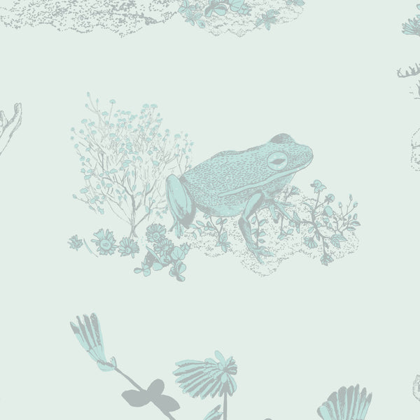 Papel de Parede Woodlands — Azul Sian Zeng — detalhe do padrão