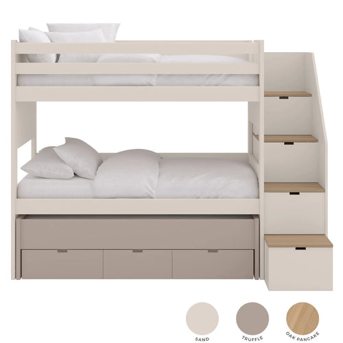 Beliche XL com cama gavetão amovível e escadas com arrumação – Muba