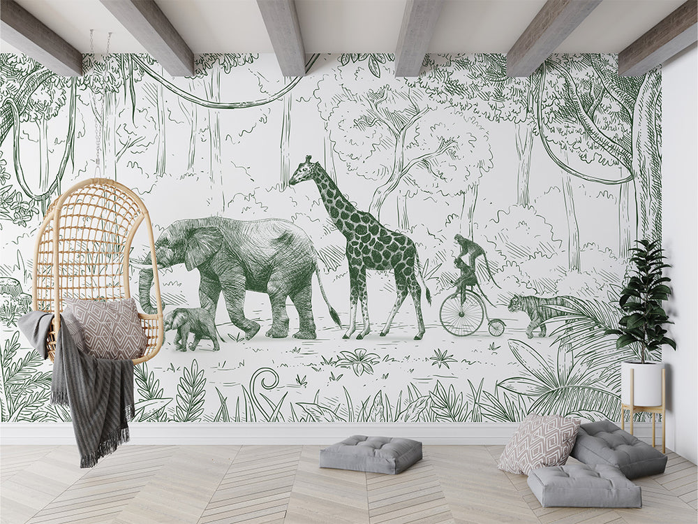 Mural Animal Parade Green – Kikki Belle – imagem 1