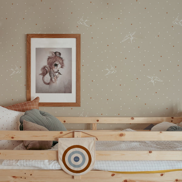 Papel de Parede Swallows on beige – Dekornik – imagem 2
