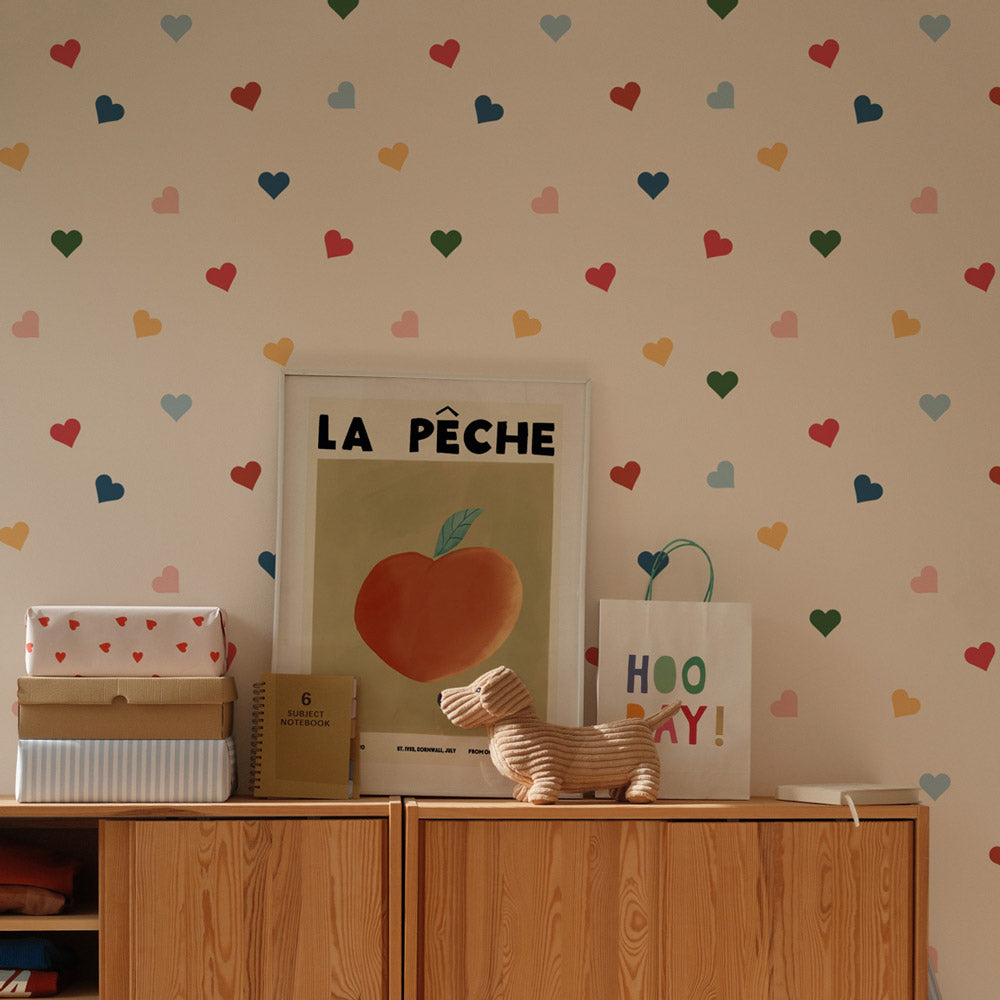 Papel de Parede Hearts in all colours – Dekornik – imagem 1