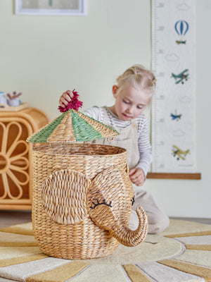 Bobo Cesto com Tampa - Natural | Bloomingville MINI – imagem 4