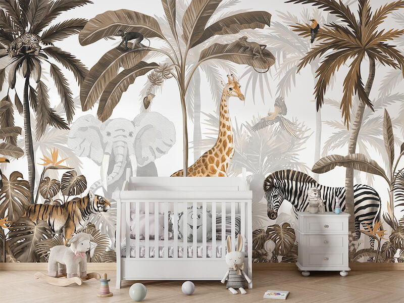 Mural Jungle Jive Sepia seamless panorama – Kikki Belle – imagem 1