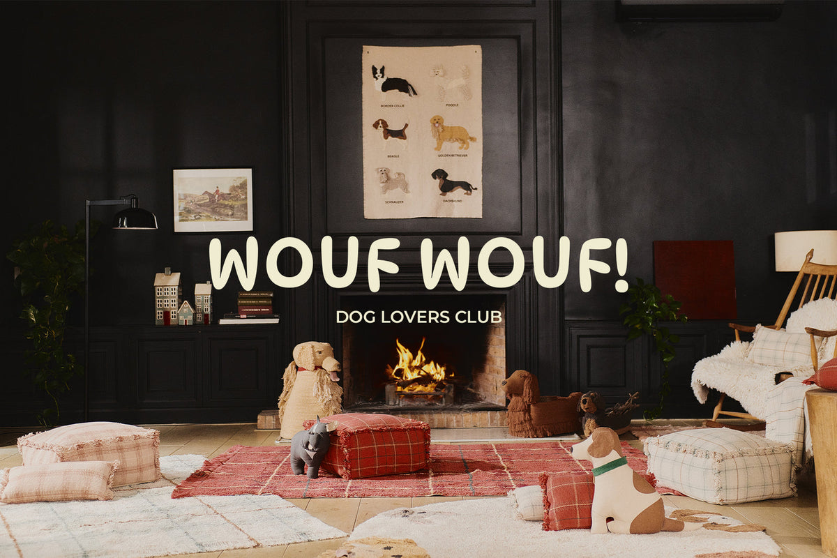 Coleção Wouf Wouf! — Lorena Canals, ambiente com tapetes e acessórios têxteis