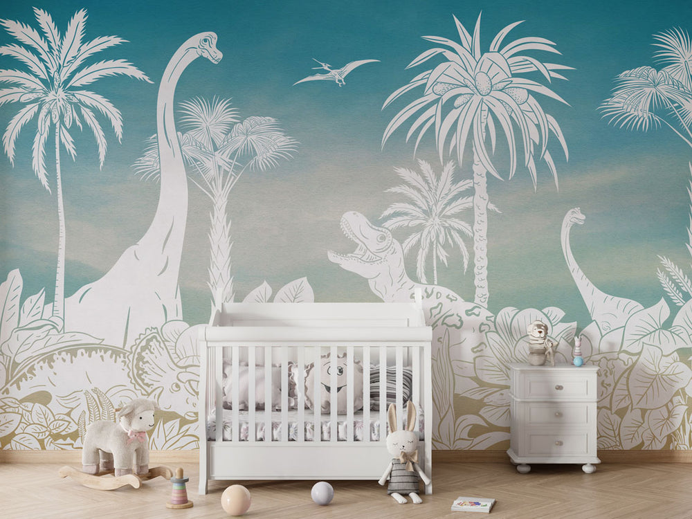 Mural Monochrome Dino Blue Sky – Kikki Belle – imagem 1