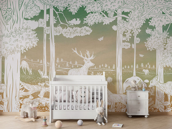 Mural Monochrome Forest Green Sky – Kikki Belle – imagem 2