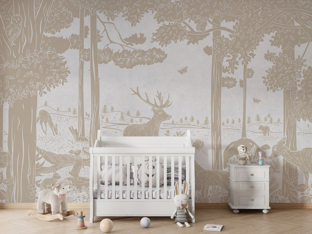 Mural Monochrome Forest White Vintage – Kikki Belle – imagem 1