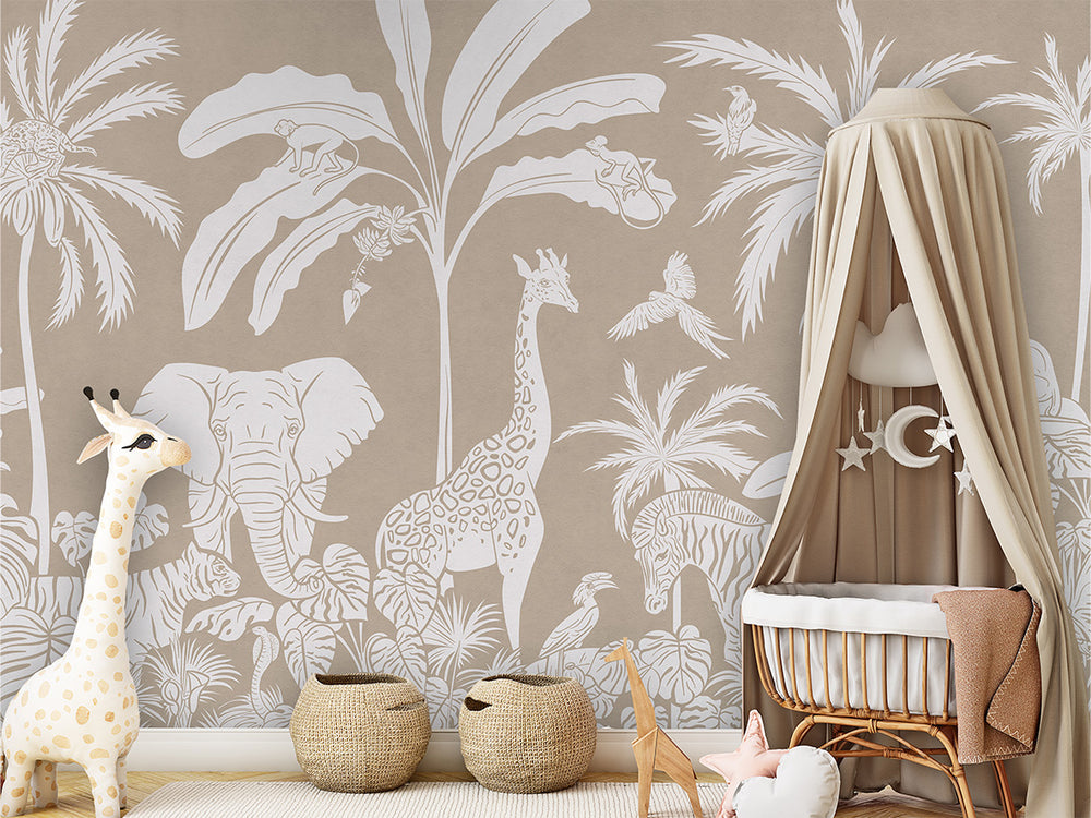 Mural Monochrome Jungle Brown – Kikki Belle – imagem 1