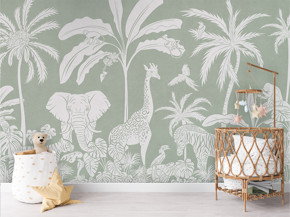 Mural Monochrome Jungle Green – Kikki Belle – imagem 1