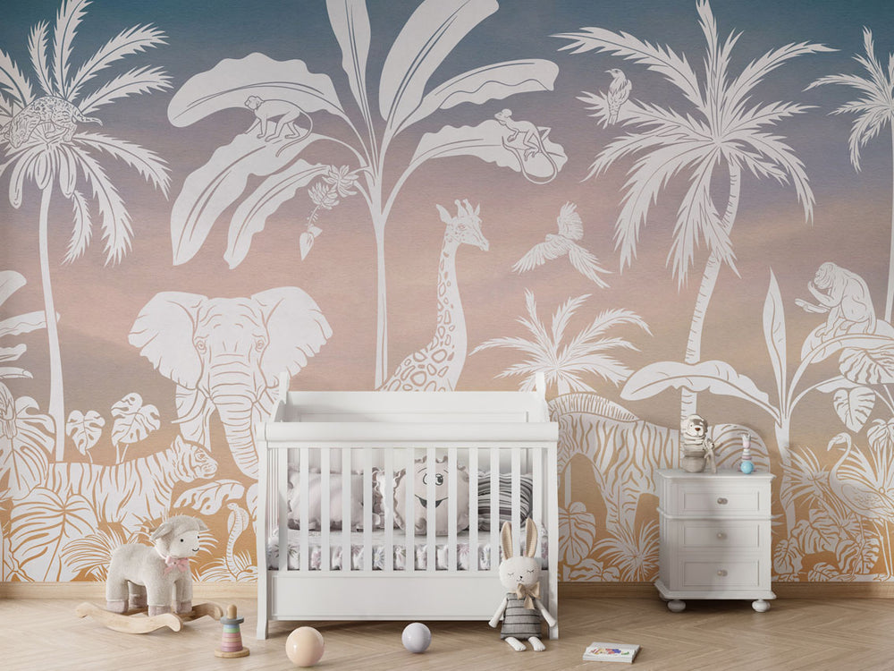 Mural Monochrome Jungle Pink Sky – Kikki Belle – imagem 1