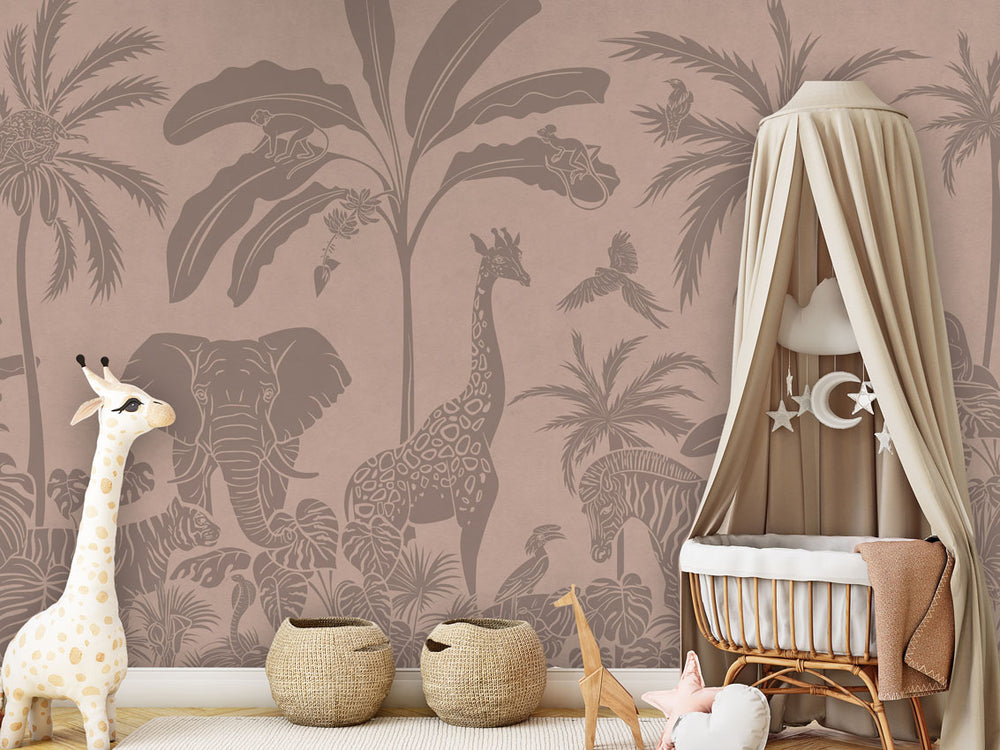 Mural Monochrome Jungle Pink Vintage – Kikki Belle – imagem 1