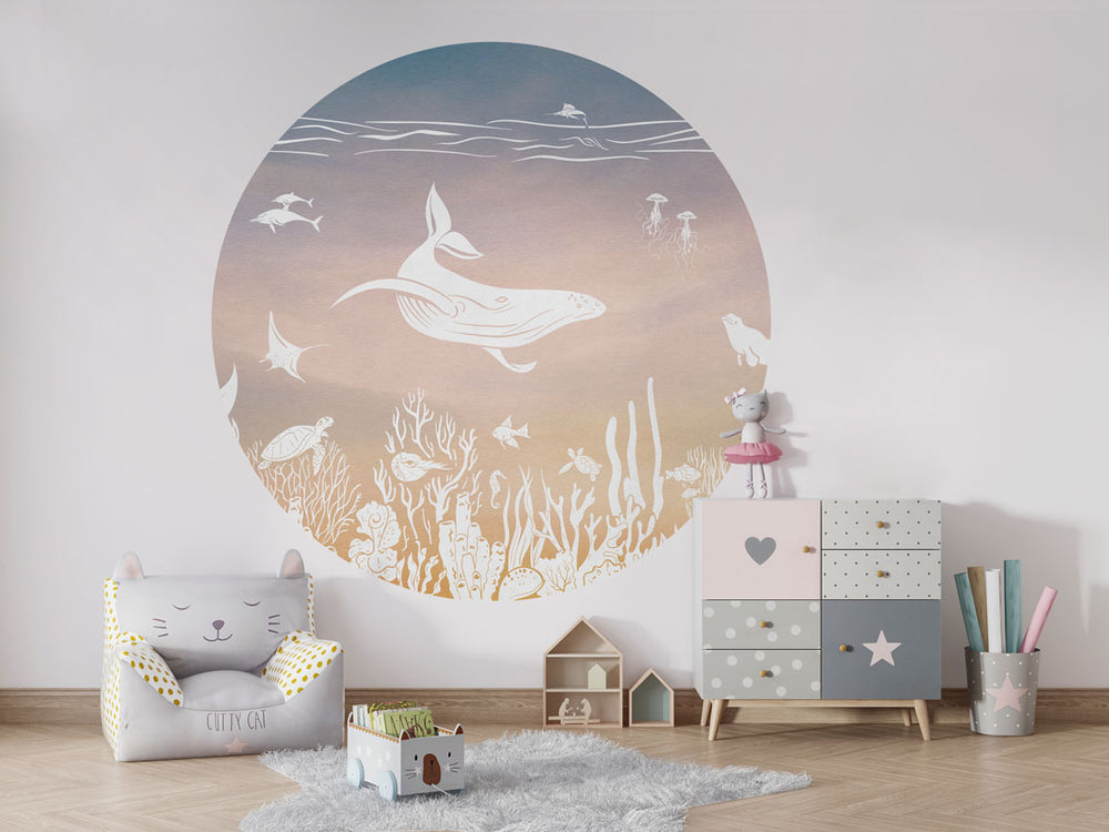 Mural Monochrome Sea Pink Aqua – Kikki Belle – imagem 1