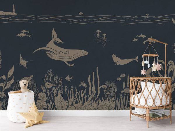 Mural Monochrome Sea Blue Vintage – Kikki Belle – imagem 2