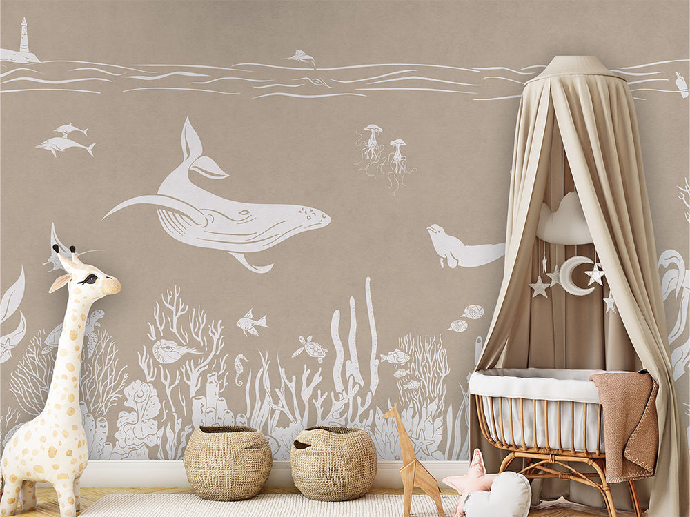 Mural Monochrome Sea Brown – Kikki Belle – imagem 1