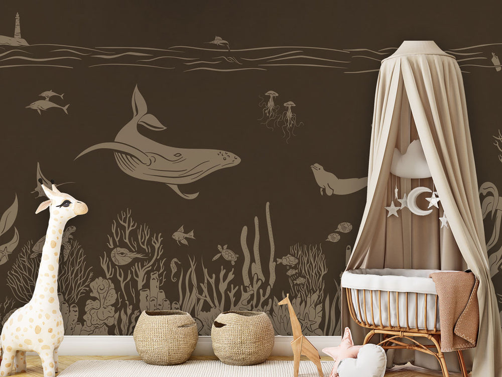 Mural Monochrome Sea Brown Vintage – Kikki Belle – imagem 1