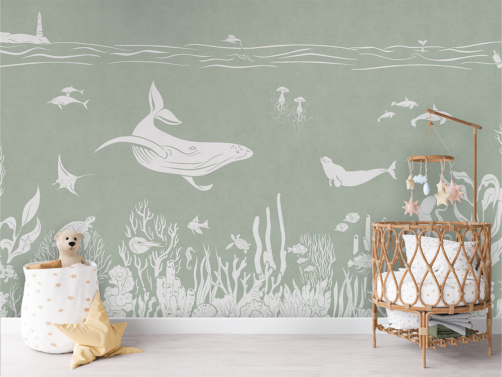 Mural Monochrome Sea Green – Kikki Belle – imagem 1