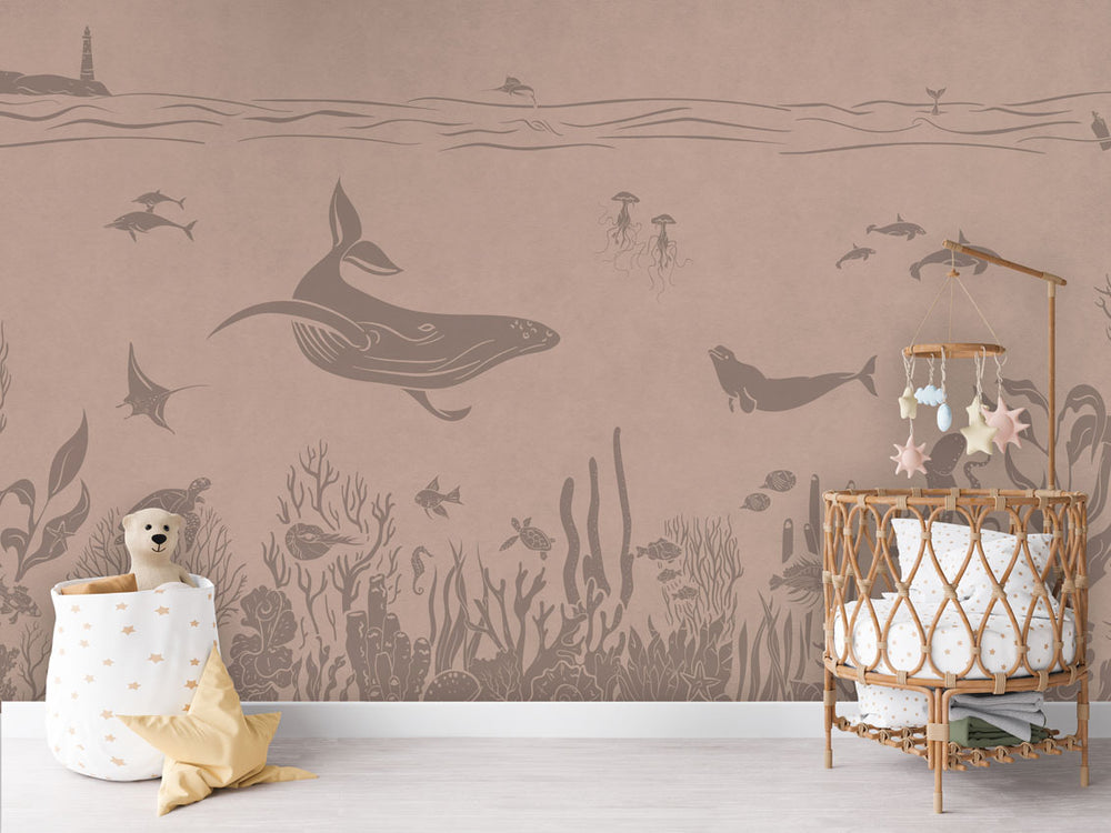 Mural Monochrome Sea Pink Vintage – Kikki Belle – imagem 1