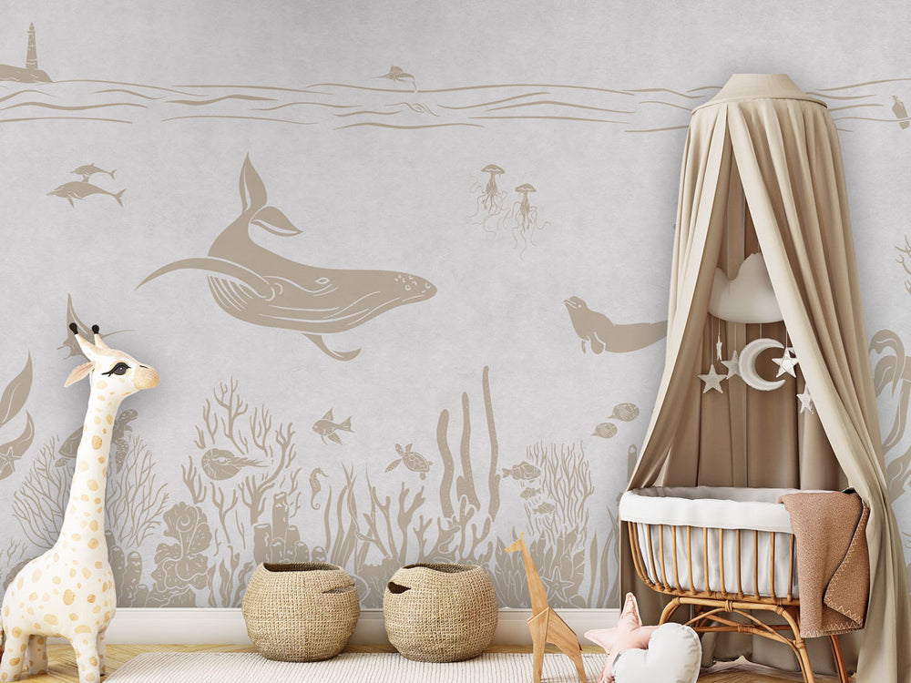 Mural Monochrome Sea White Vintage – Kikki Belle – imagem 1