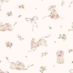 Papel de Parede Pink Rabbits On White – Dekornik – imagem 1