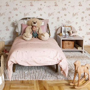 Papel de Parede Pink Rabbits On White – Dekornik – imagem 2