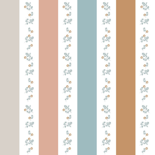 Papel de Parede Portofino Colour Stripes with flowers – Dekornik – imagem 1